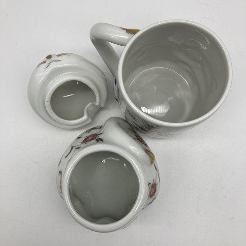 JUEGO DE 2 Taza de Colección Henriksen Importaciones 3D para Gato y Tazón de Azúcar Manija de Cola Floral Oro - Imagen 5 de 14