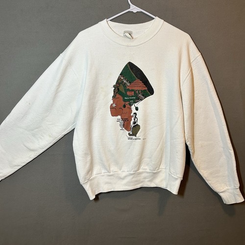 VTG Imhotep Crewneck Sweatshirt Adult L White African Afro Black Power Medicine - Picture 1 of 16