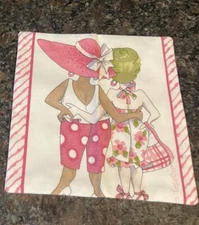 Fabric Checkbook Cover Wallet ~ Pink White Friends, Flowers & Cancer Ribbons