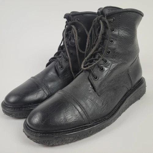 All Saints Mens BLACK LEATHER Cap Toe Back Zip Boots US Men's Size 8 EU 41