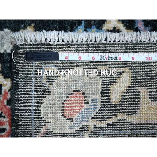 3'2"x11'5" Midnight Black Afghan Angora Oushak Runner Oriental Rug R89011 - Picture 6 of 6