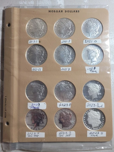 2021 & 2023 Morgan & Peace Silver Dollar Full Set (12 Coins Reverse Proofs Uncir