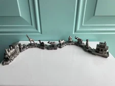 Vintage 10 Piece Set of Hudson Fine Pewter Circus Zoo Animals Train 1992 Decor