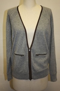 CLUB-MONACO-GRAY-BOYFRIEND-CASHMERE-CARDIGAN-SWEATER-HALF-ZIP-SMALL-4-6