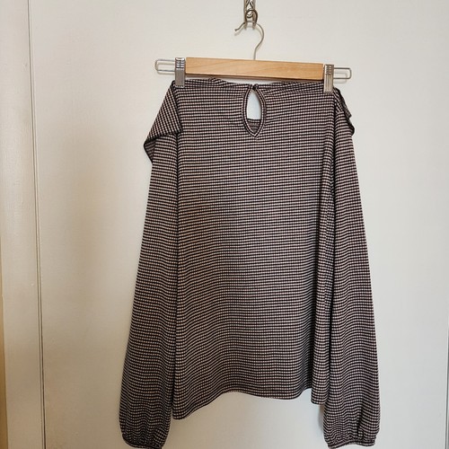 Zara Top Blouse for Girls  Size 13-14 164cm Checkered, with Frill, Long Sleeves - Picture 2 of 12