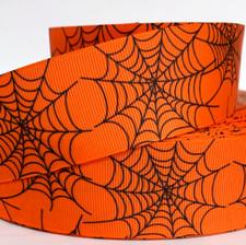 GROSGRAIN RIBBON 5/8", 7/8", 1.5", 3" Halloween Spider Web Bats Printed