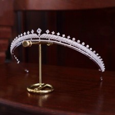 Simple All CZ Cubic Zirconia Wedding Bridal Queen Princess Tiara Crown For Women