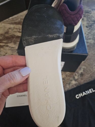 CHANEL Women Sneakers Fabric Mesh Suede Calfskin CC EU39 Authentic - Picture 22 of 24