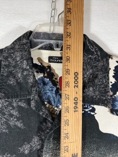 Y2K No Boundaries Streetwear Japanese Art Button Up Short Sleeve Men’s L - Picture 8 of 11