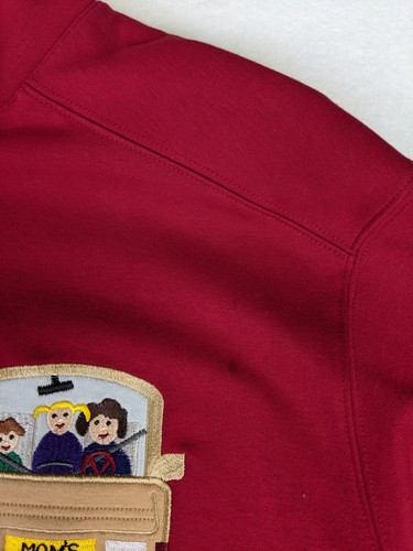 Bechamel Women's Jacket Size Large Red Stretch Knit Embroidered Mom Mom's Taxi - Picture 5 of 11