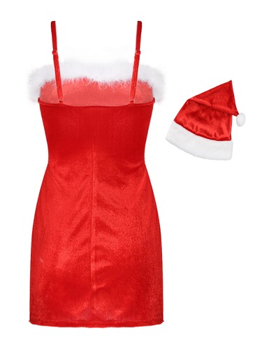 Women Christmas Dress Up Party Mrs Claus Santa Cosplay Dress Costume Xmas Outfit - Imagen 29 de 36