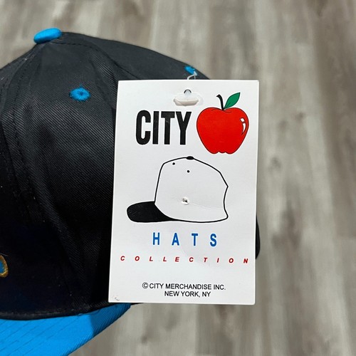 NWT RARE Vintage 90s 00s New York City Skyline Spellout Snapback Black/Blue OSFM - Picture 2 of 4