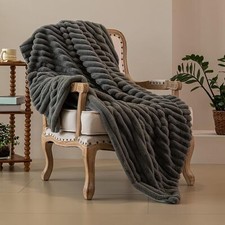 Luxury Faux Fur Throw Blanket Soft Plush Fluffy Blanket Lightweight Throw US