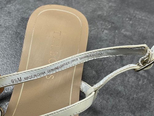 Talbots Sandals Women 9.5M Shoes White Brown Thong Straps Patent Gladiator - Picture 19 of 19