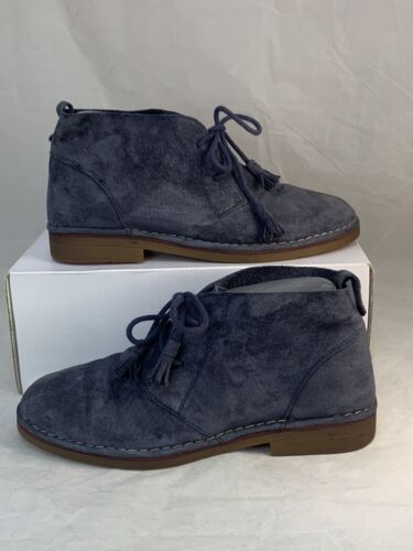 Women's Hush Puppies Gray Blue Suede Leather Chukka Boots w/ Tassels Size 9M - Picture 2 of 11