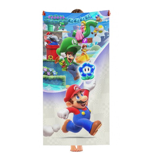 Super Mario Bros Wonder Beach Towel 30"x60" Quick Drying Microfiber Gift - Picture 3 of 16
