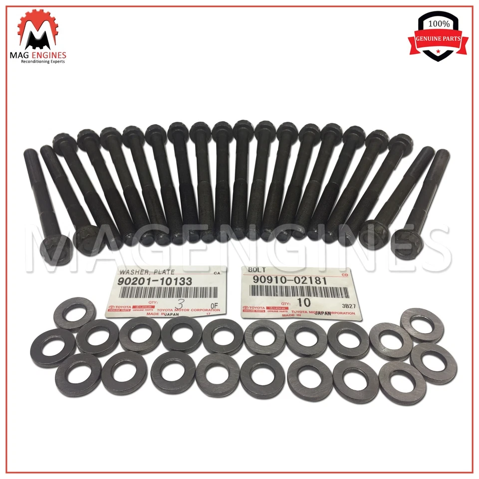 90910-02181 GENUINE OEM HEAD BOLTS WITH WASHER PLATE 2UZ-FE FOR 4RUNNER SEQUOIA - Image 2 of 3