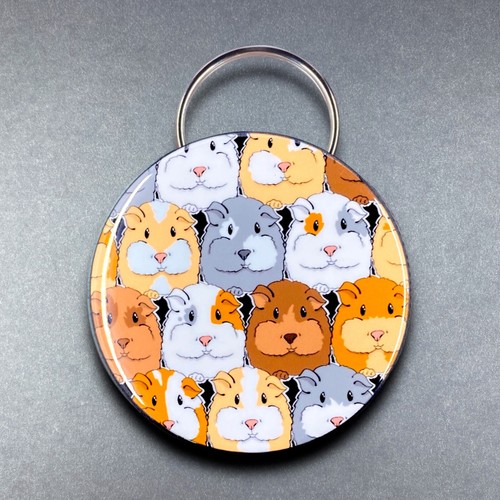 Guinea Pig Pattern Bottle Opener Keychain Handmade Pet Portrait Accessory - Picture 2 of 16