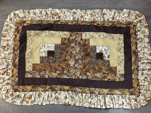 Pair hand crafted quilted king? pillow shams beachy shell pattern Fall tones - Picture 7 of 7