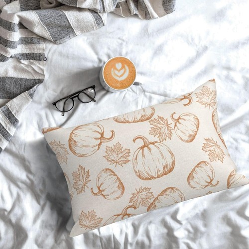 Fall Pillow Covers 12x20 Burnt Orange Pumpkin Decor Throw Pillows Case for Co... - Picture 3 of 6