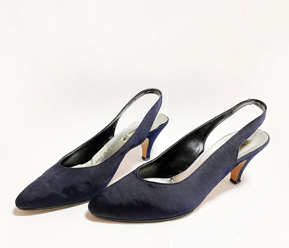 Chantal - Slingback Scarpa comoda Décolleté, Misura 41, Blu Scuro, Made in Italy Foto 3 de 4