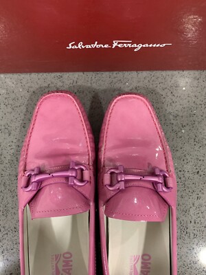 Salvatore Ferragamo Women Parigi Driving Shoe Patent Pink