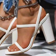 Women's Slingbacks Sandals Open Toe High Block Heels Ankle Strap Shoes Summer