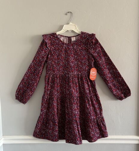 Wonder Nation Teen Girls Wine Multicolor Tiered Ruffles Corduroy Dress 14-16 New