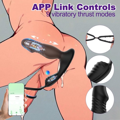 Männer Cock Penisring G-Spot Vibrator Anal-Plug Butt Dildo Prostata Sexspielzeug - Bild 7 von 24