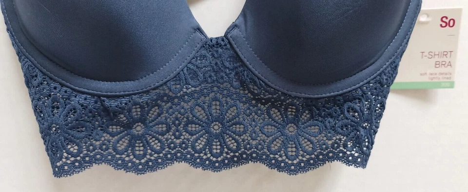 Nuevo Sujetador Camiseta SO Longline Encaje Talla 32B Estilo SO10951 Color Gris Cuervo Foto 2 de 3