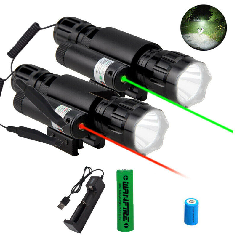Tactical Combo Green/RED Laser LED Flashlight Sight Scope w/ 20mm Picatinny Rail