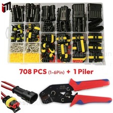 708PCS 1-6 Pin Car Automotive Waterproof Electrical Wire Connectors Plug Kit Set