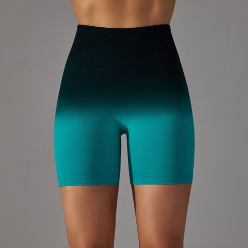 Women's gradient tight fitting high waisted sports shorts, running yoga pants - Picture 6 of 26