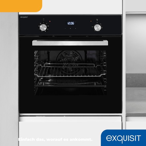 Exquisit EBE 657-2H sw Einbaubackofen | 59 L Backofenvolumen | Heißluft - Bild 6 von 9
