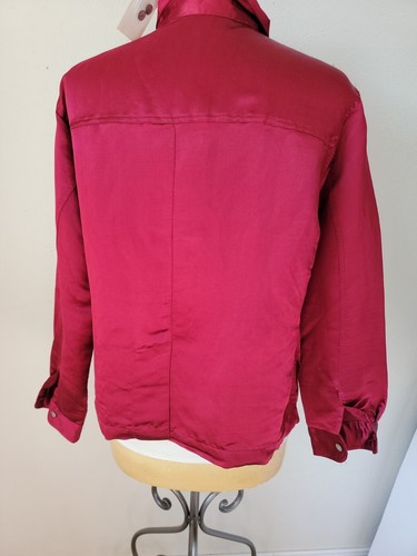 Vintage Chicos Burgundy Maroon Blouse Linen Silk Size 1 Medium New - Picture 6 of 13