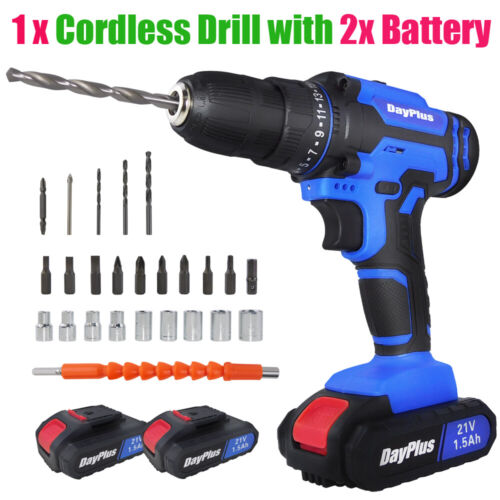 21V Cordless Combi Drill Set Electric Power Driver Screwdriver + 1.5Ah Battery - Picture 13 of 17