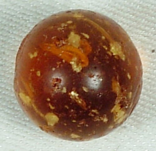 ANTIQUE AMBER MICA MARBLE WITH AIR BUBBLES VG 3/4" HANDMADE - Picture 3 of 4