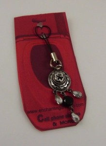 Bling-Black-amp-Silver-Dangle-Cell-phone-charm-or-purse