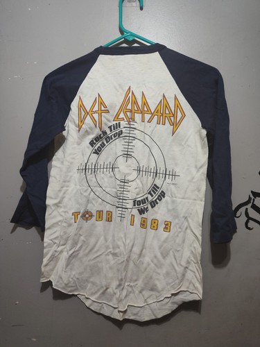 vtg 80s DEF LEPPARD PYROMANIA ROCK TOUR 1983 TILL DROP RAGLAN 3/4 SLV t-shirt S - Picture 11 of 11