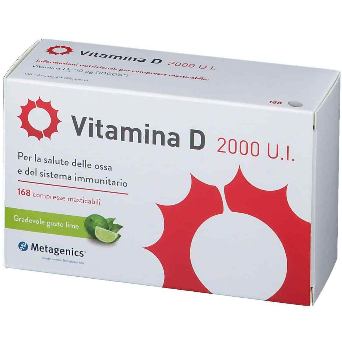 Vitamina D 2000 U.I. 168 Compresse Masticabili | Ossa e Difese Sane