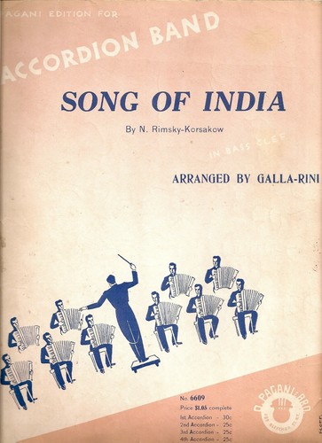 "SONG OF INDIA" by Rimsky-Korsakow as Arranged by Galla-Rini- 3 Pages Circa-1937 - Bild 1 von 2
