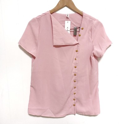 New OrderPlus pink gold side button up blouse Size XL fits Small 