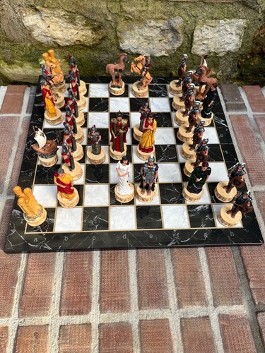 Troy Spartans Chess Set – XL Hand-Carved Board & Painted Resin Figures, Gift - Picture 11 of 12