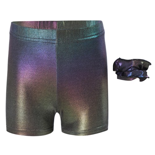 Kids Girls Set Dance Outfit Elastic Waistband Suit Performance Dancewear Shiny - Picture 9 of 72