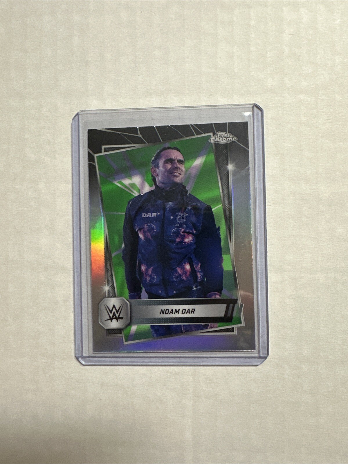 2025 Topps Chrome WWE Neon Green and Black Refractor #142 Noam Dar