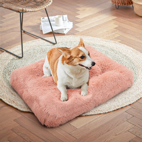 Pet Dogs Cats Bed Long Plush Rectangle Soft Calming Beds Beige Cuddler Cushion - Picture 24 of 24
