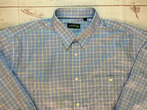 ORVIS Mens 2XL Long Sleeve Shirt Button Down Classic Casual Blue Plaid - Picture 3 of 6