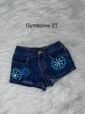 Gymboree Aqua Summer Embroidered Denim Shorts 2T