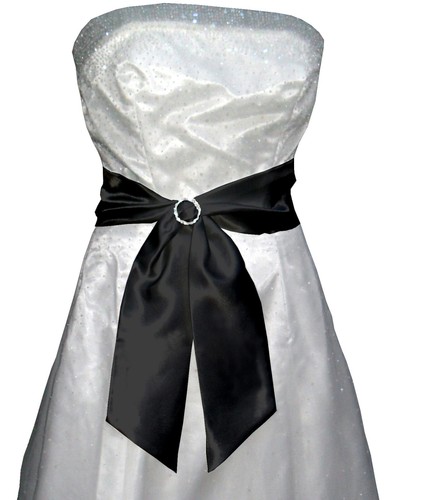 BLACK Satin Wedding Fancy Dress Party Ribbon Sash Wrap Tie Belt Band Bow - Picture 12 of 20