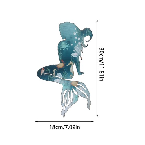 Mermaid Wall Art Iron Metal Pendant Artistic Ocean Theme Home Indoor Decoration - Picture 2 of 15